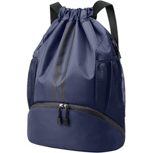 Drawstring Sports Backpack with Shoe and Wet Pockets, Water-Resistant Gym & Swim Bag for Men and Women - 1 of 4