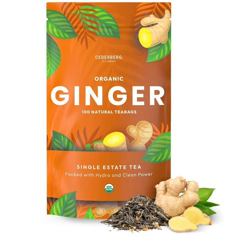 Cederberg Tea Company Ginger Herbal Tea, USDA Organic, Non-GMO, Eco-Friendly and Caffeine Free - 100 Compostable Tea Bags, 1 of 6