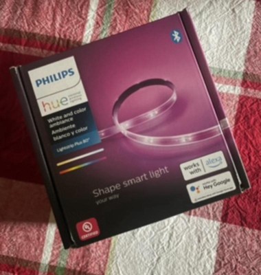 Philips Hue White and Color Ambiance Light Strip Plus 6.5ft Base Kit with  Bluetooth, White 