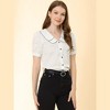 INSPIRE CHIC Women's Vintage Polka Dots Peter Pan Collar Puff Short Sleeve Shirt - 2 of 4