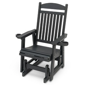 Fortune Candy 1-Person Poly Lumber Patio Glider, with Cup Holders, High Backrest and Deep Contoured Seat, HIPS Material - 1 of 4