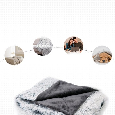 Gray Ombre Reversible Faux Fur Throw Blanket 60" x 70"