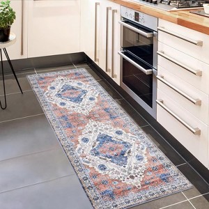 Rugs Machine Washable Area Non-Slip Stain Resistant Rug, Kids & Pets Friendly, Vintage Boho Carpet, Low Pile Indoor Rugs - 1 of 4