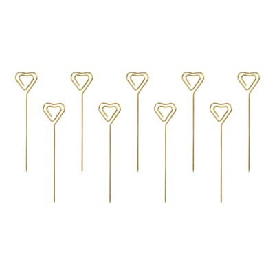 Unique Bargains Reusable Drink Appetizer Stainless Steel Heart Head Cocktail Picks 5" 9 Pcs