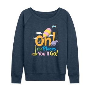 Women's - Dr. Seuss - Oh! The Places You'll Go Lightweight French Terry Wide Neck Long Sleeve Shirt - 1 of 4