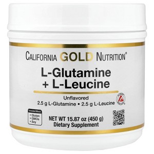 California Gold Nutrition L-Glutamine + L-Leucine, Unflavored, 15.87 oz (450 g) - 1 of 4