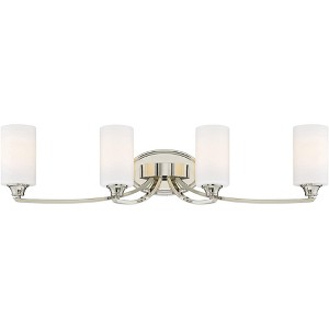 Minka Lavery Modern Wall Light Polished Nickel Hardwired 33 1/4" 4-Light Fixture Etched Opal Glass for Bathroom Vanity Living Room - 1 of 2