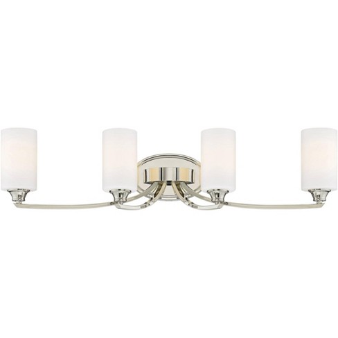 Minka Lavery Modern Wall Light Polished Nickel Hardwired 33 1/4" 4-Light Fixture Etched Opal Glass for Bathroom Vanity Living Room - image 1 of 2