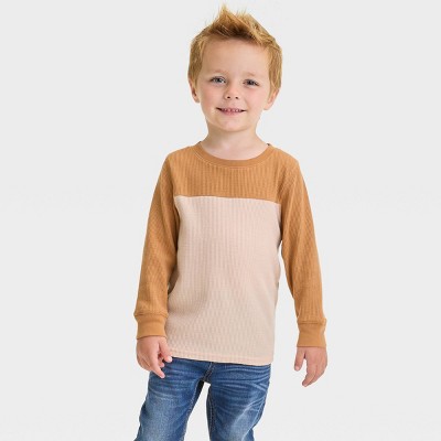 Image of Toddler Boys' Long Sleeve Thermal Shirt - Cat & Jack™ Beige 5T
