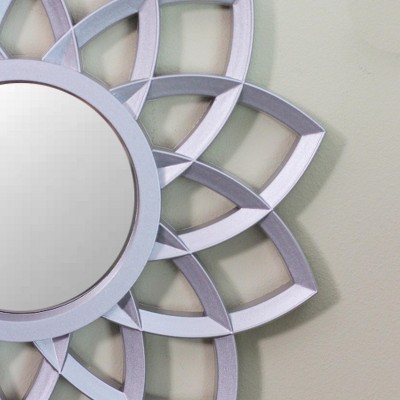 Set of 3 Matte Silver Floral Petal Wall Mirrors