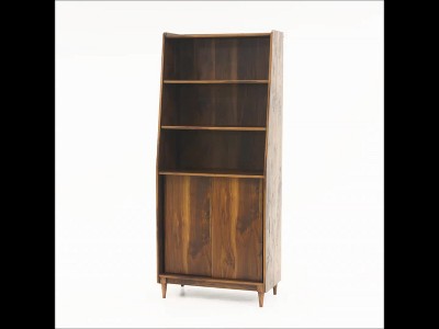 Grand Walnut Adjustable 70'' Bookcase with Sliding Doors