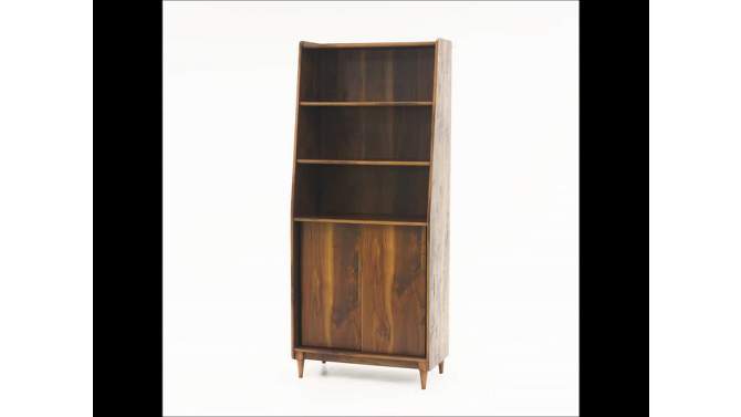 70&#34; Harvey Park Wide Bookshelf Grand Walnut - Sauder: Mid-Century Modern Storage, 3-Tier, Adjustable Shelf, 2 of 7, play video