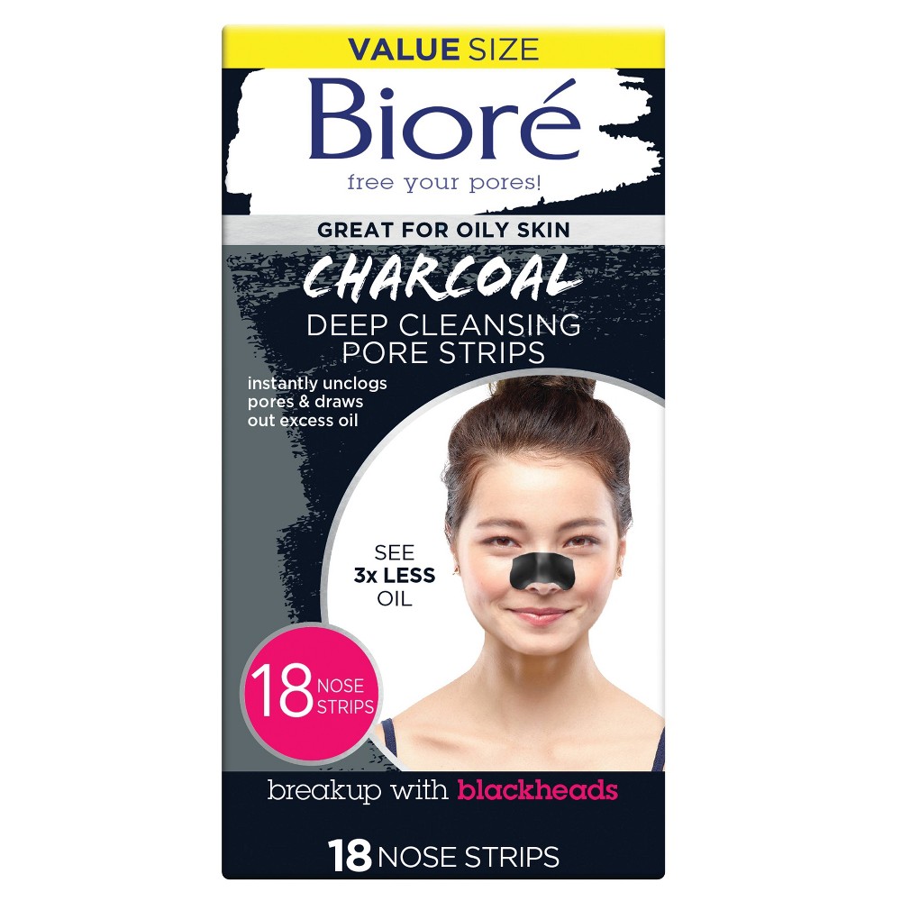 Biore Charcoal Deep Cleansing Blackhead-Removing Pore Strips, 18 ct