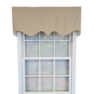 RLF Home 100% Cotton Gingham Regal With Poly/Cotton Ivory lining Rod Pocket Valance 50" x 15" Tan - 1 of 4