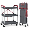 Garvee Portable Folding Service Cart, 3 Tier Folding Utility Cart, Collapsible Utility Carts for Office, Warehouse, 56 Lbs Load Capacity per Shelf - 3 of 4