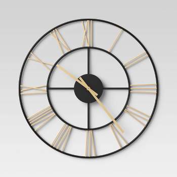 20" Decorative Wall Clock Gold/Black - Threshold™