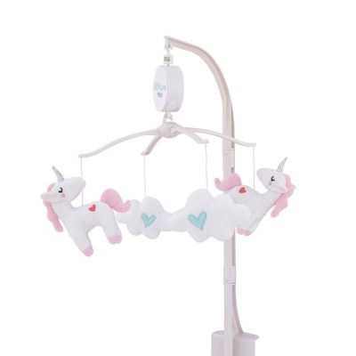 Little Love By NoJo Rainbow Unicorn Musical Mobile with Unicorns and Clouds - Aqua and White