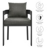 Modway  Tahoe Outdoor Patio Powder-Coated Aluminum Fabric Dining Chair in Gray Charcoal -Patio Metal Dining Chair with Cushions Modern Outdoor Seating - 4 of 4