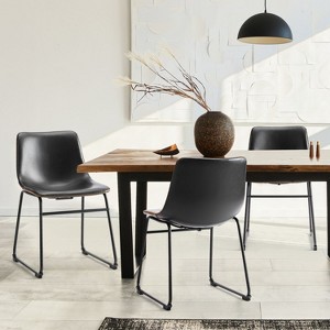Barstool,Armless Industrial Faux Leather Barstools With Metal Legs And Footrest,Dining Chairs For Home Office Kitchen Island-The Pop Home - 1 of 4