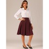 INSPIRE CHIC Women's High Waist Button Decor Vintage Pleated Flared Midi Skirt - 2 of 4