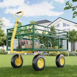 COZONY Multiple sizes Heavy Duty Steel Garden Cart, 500/900/1200/1400 lbs Capacity, 3-in-1 Utility Wagon with Removable Mesh Sides, Rotating Handle - 1 of 4