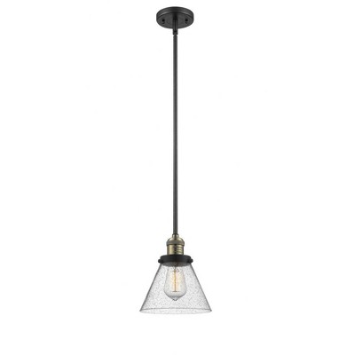Cone - 1 Light Stem Hung Mini Pendant In Industrial Style-10 Inches Tall and 8 Inches Wide