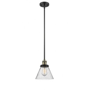 Cone - 1 Light Stem Hung Mini Pendant In Industrial Style-10 Inches Tall and 8 Inches Wide - 1 of 1