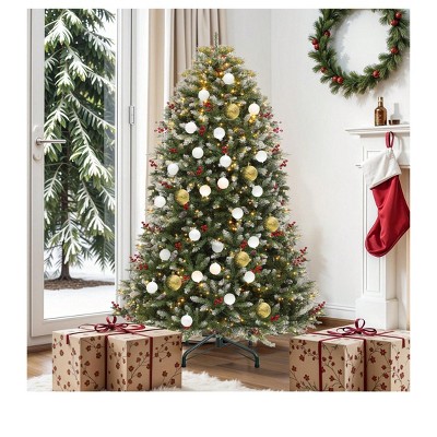 6ft/7.5ft Prelit Frosted Green Artificial Christmas Tree With Remote With 1838 Tips/2514 Tips