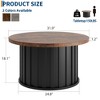 Garvee Round Coffee Table, Mid Century Modern Coffee Table with Metal Base, 31.9" Fluted Center Table for Living Room, Home Small Space, - 3 of 4