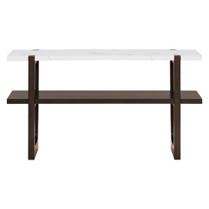 PDTEND 54" Retro Elegant Versatile Storage Console Table with Marble-Effect Top for Entryway and Living Room - 1 of 4