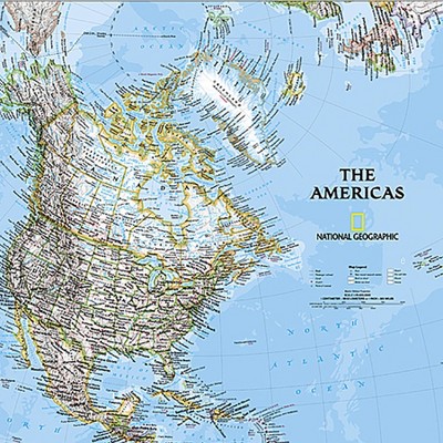Laminated Classic Americas Wall Map with Blue Oceans