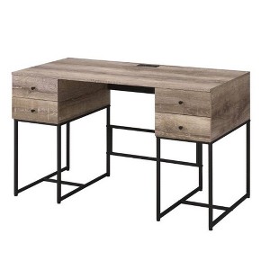 Acme Furniture Desirre Desk Rustic Oak/Black - 1 of 4