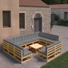 vidaXL Patio Furniture Set 10 Piece Outdoor Sectional Sofa Solid Wood Pine - Natural With Cushion - 2 of 4