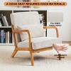 Mid-Century Modern Rubberwood Frame Accent Chair with Ergonomic Design, Upholstered Seat & Pillow for Living Room & Bedroom-Coolbibila - 3 of 4