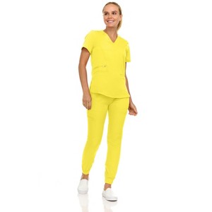 MediChic Scrubs for Women's V-Neck Scrub Set with Six Pocket Cargo Jogger Pants with 4-Way Stretch - 1 of 4