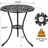 23.6" Round Cast Aluminum Patio Bistro Table, Outdoor Coffee Bistro Side Table with Umbrella Hole, Antique Design Dining Desk, Black - 2 of 4