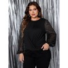 Coolmee Women's Plus Size Mesh Long Sleeve Tops Fall Winter Fashion Tunics Casual Front Twist Crew Neck T-Shirt - 4 of 4