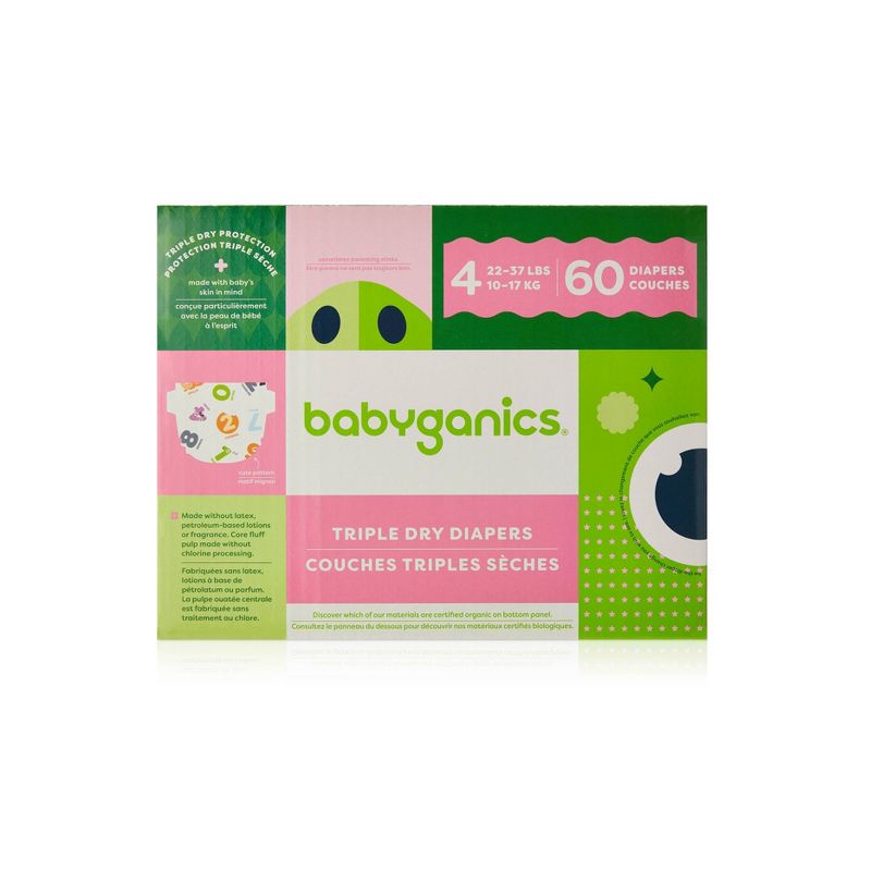 Babyganics Disposable Diapers Box - Size 4 - 60ct, 1 of 8