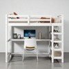 Full Size Loft Bed with Built-In Desk, Storage Shelves, Guardrails, and Ladder, Space-Saving Wood Frame - 2 of 4