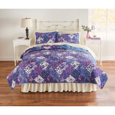BrylaneHome 3 Piece BH Studio Printed Patchwork Quilt Set