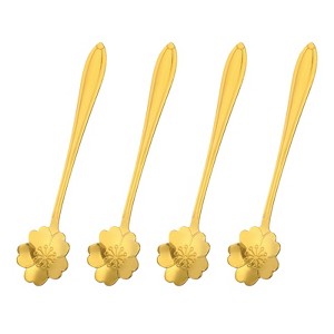 Unique Bargains Reusable Stainless Steel Small Teaspoons for Espresso Sugar Cake 4 Pcs - 1 of 4