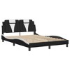 vidaXL Bed Frame with Headboard - Black and White, Full Size, Plywood Slats, Faux Leather, Stylish Design, Bedroom - 2 of 4