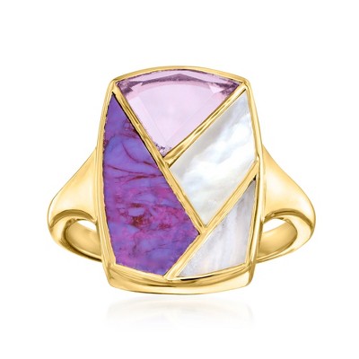 Ross-Simons Tonal Purple Multi-Gemstone Inlay Ring in 18kt Gold Over Sterling