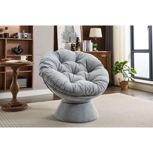 Papasan Chair w/Cushion and Frame,Oversized Comfy Chenille Upholstered Round Swivel Accent Chair for Living Room Bedroom - 1 of 4