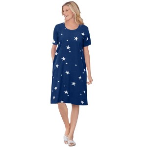 Woman Within Plus Size Perfect Short-Sleeve Crewneck Tee Dress - 1 of 4