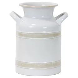 Antique White Small Metal Milk Jug Decorative Vase - Foreside Home & Garden
