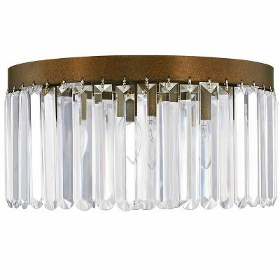 Hand Painted Bronze 5-Light Flush Mount with Crystal Shade