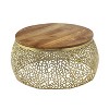 Christopher Knight Home Mandi Modern Aluminium and Mango Wood Handcrafted Round Coffee Table - 2 of 4