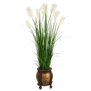 Nearly Natural 63-in Wheat Plum Grass Artificial Plant in Decorative Planter - 1 of 4