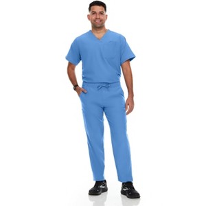 Hey Collection Mens Scrubs Set- V-Neck Scrub Top and Six Pocket Tapered Pant - 1 of 4
